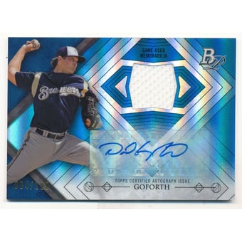 2014 Bowman Platinum Relic Autographs Blue Refractors #ARDG David Goforth