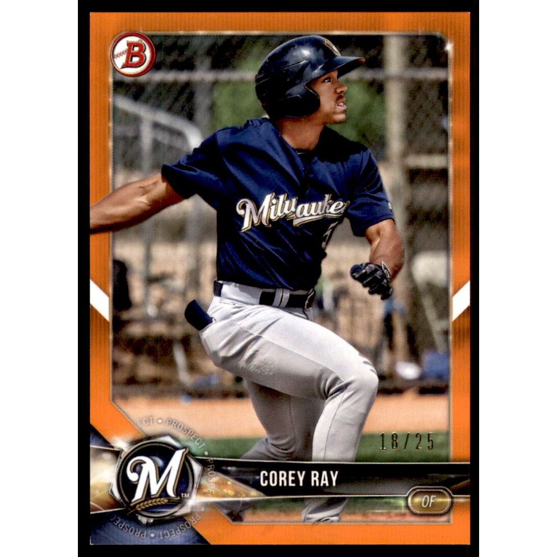 2018 Bowman Prospects Orange #BP97 Corey Ray. rookie card picture