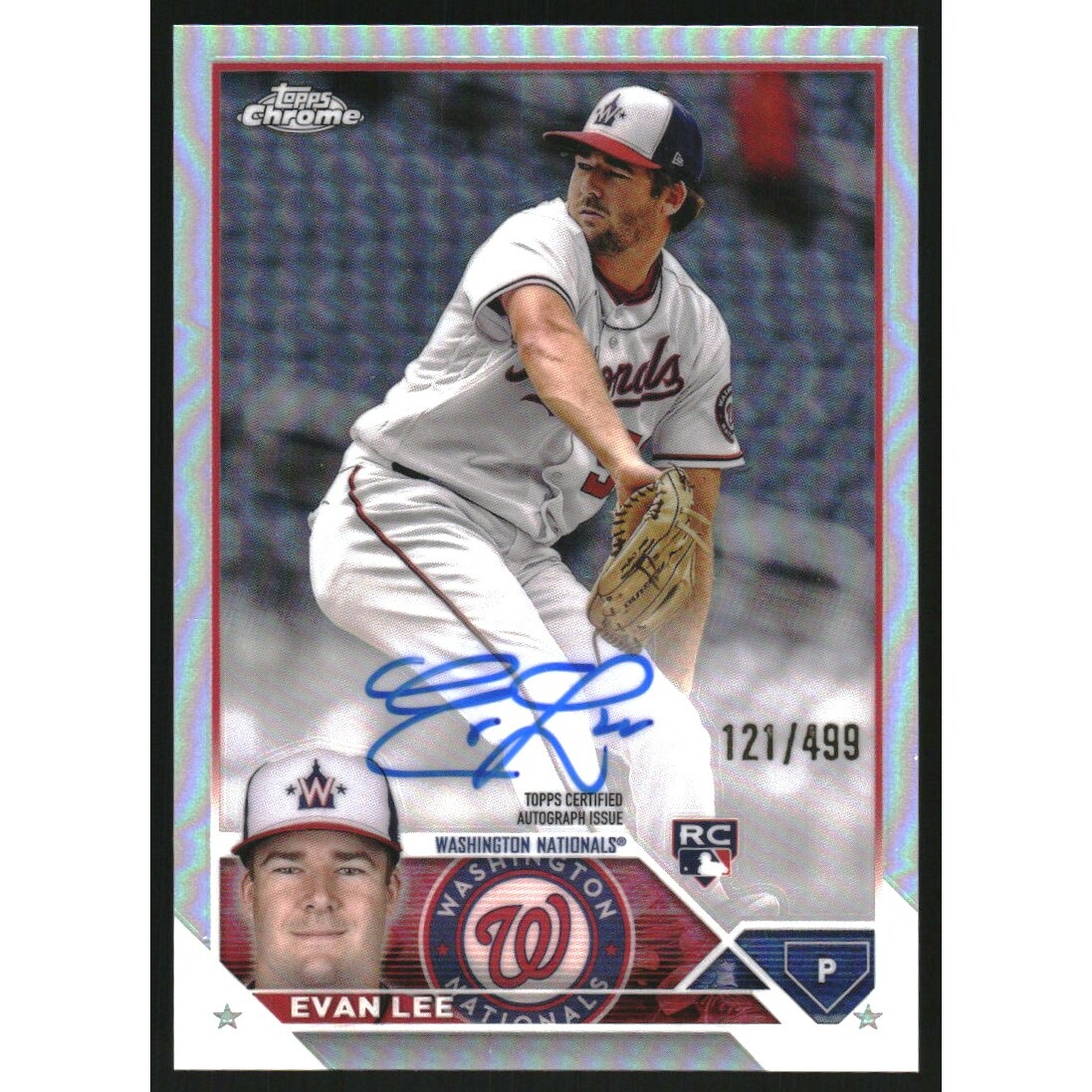 2023 Topps Chrome Update Rookie Autographs Refractors #RAEL Evan Lee. rookie card picture