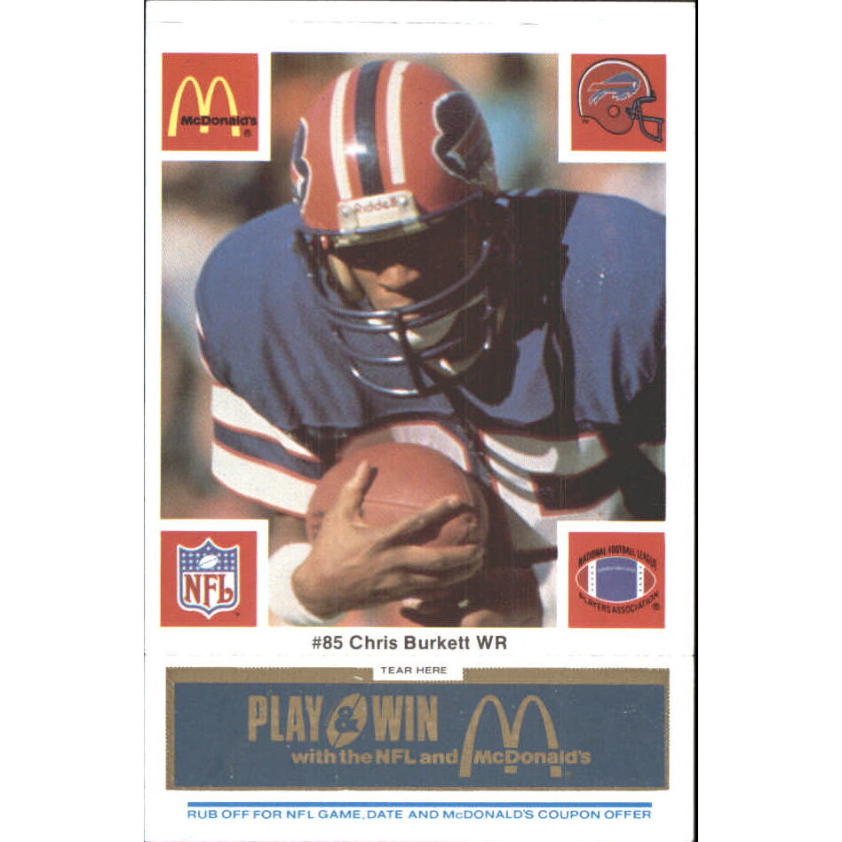 1986 McDonald's Bills Blue Tab #85 Chris Burkett DP