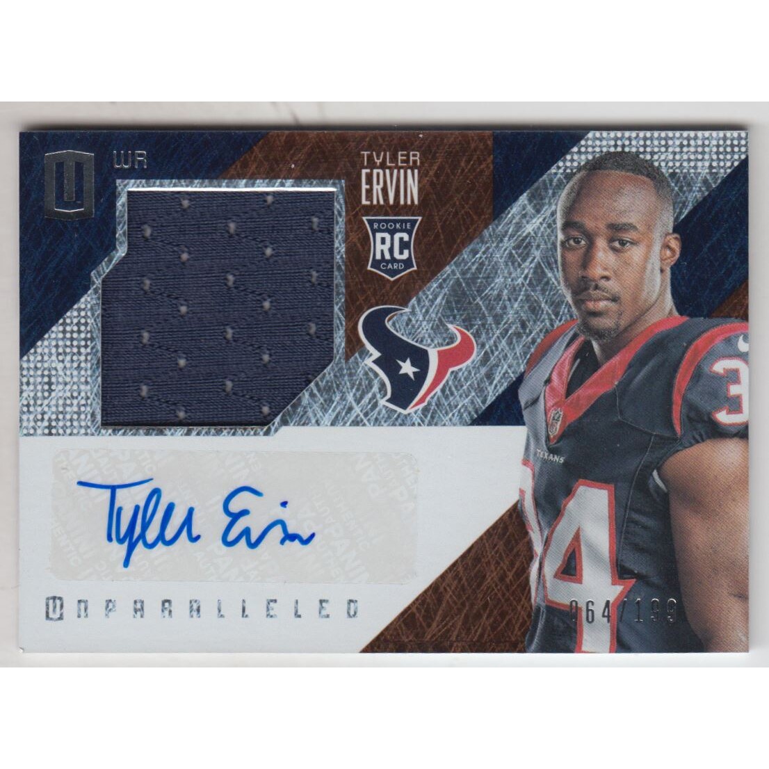 2016 Panini Unparalleled #226 Tyler Ervin JSY AU/199 RC. rookie card picture