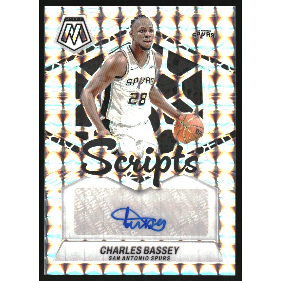 2023-24 Panini Mosaic Scripts #21 Charles Bassey 2023-24 Panini Mosaic Scripts #21 Charles Bassey