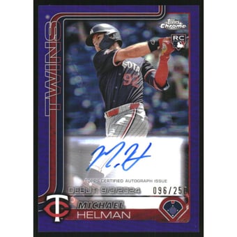 2025 Topps Chrome Update Rookie Debut Autographs Purple Refractors #CRDAMH Michael Helman