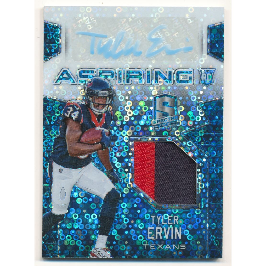 2016 Panini Spectra Aspiring Patch Autographs Neon Blue #14 Tyler Ervin/60. rookie card picture