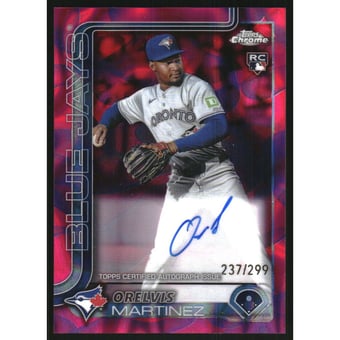 2025 Topps Chrome Update Rookie Autographs Magenta Purple Lava Lamp Refractors #RAOM Orelvis Martinez