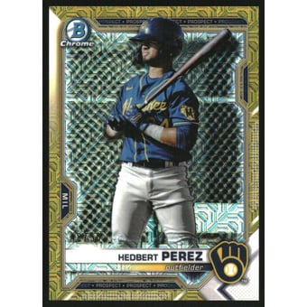 2021 Bowman Chrome Mega Box Prospects Gold Refractors #BCP203 Hedbert Perez