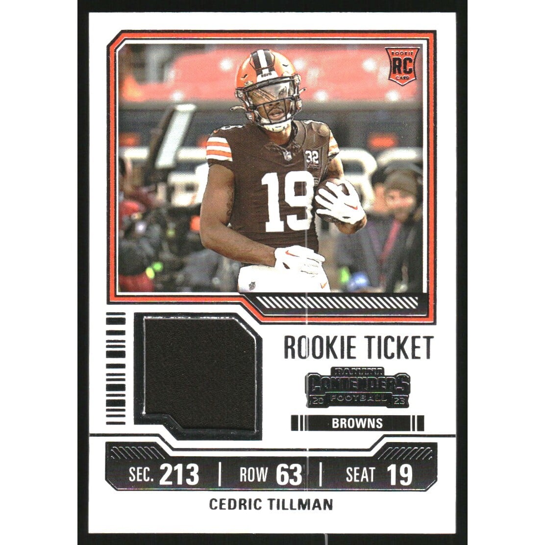 2023 Panini Contenders Rookie Ticket Swatches #3 Cedric Tillman. rookie card picture
