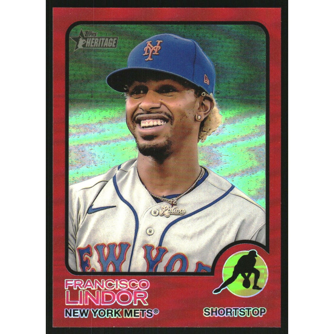 2022 Topps Heritage Chrome Red Refractors #196 Francisco Lindor