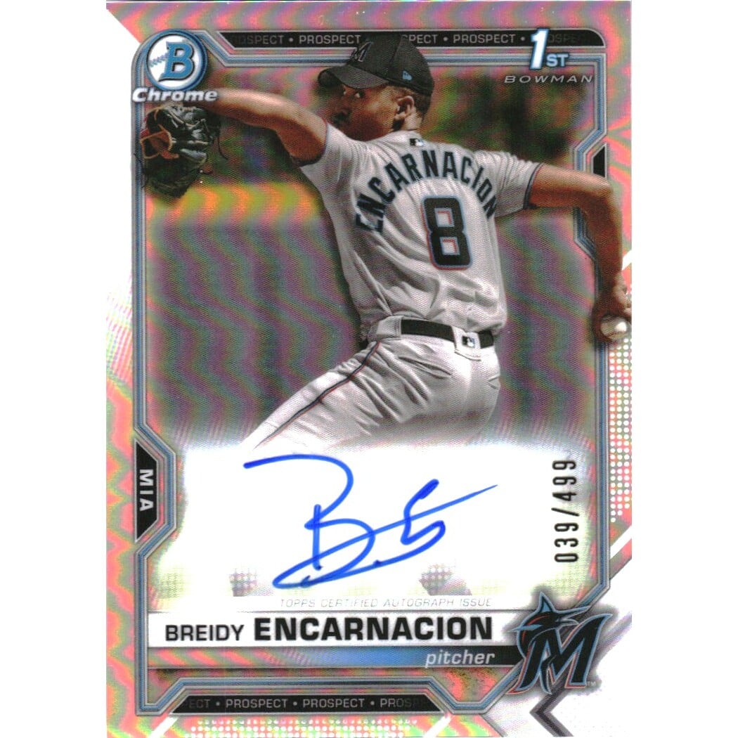 2021 Bowman Chrome Prospect Autographs Refractors #CPABE Breidy Encarnacion