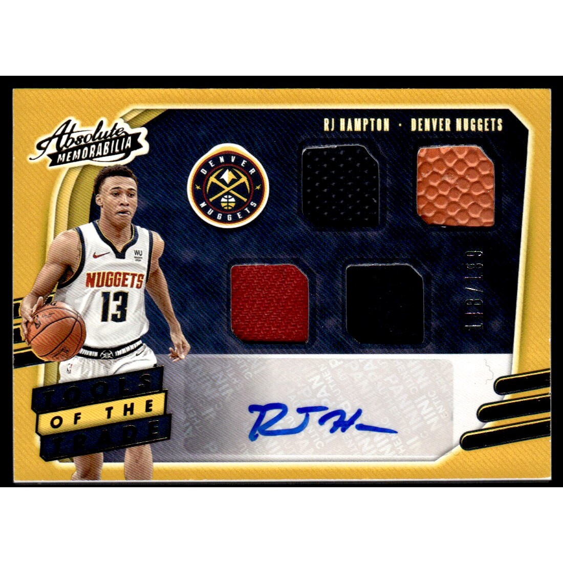 2020-21 Absolute Memorabilia Tools of the Trade Four Swatch Signatures Level 1 #29 RJ Hampton/199