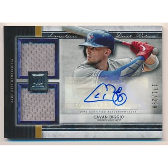 2020 Topps Museum Collection Signature Swatches Dual Relic Autographs #SSDAJS Cavan Biggio