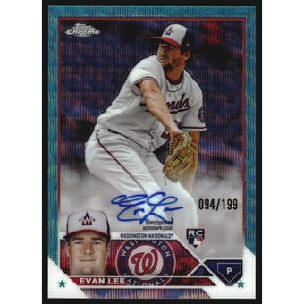2023 Topps Chrome Update Rookie Autographs Aqua Wave Refractors #RAEL Evan Lee