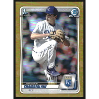 2020 Bowman Chrome Draft Gold Refractors #BD84 Christian Chamberlain