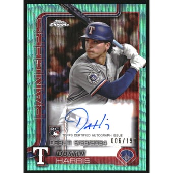 2025 Topps Chrome Update Rookie Debut Autographs Aqua Wave Refractors #CRDADH Dustin Harris