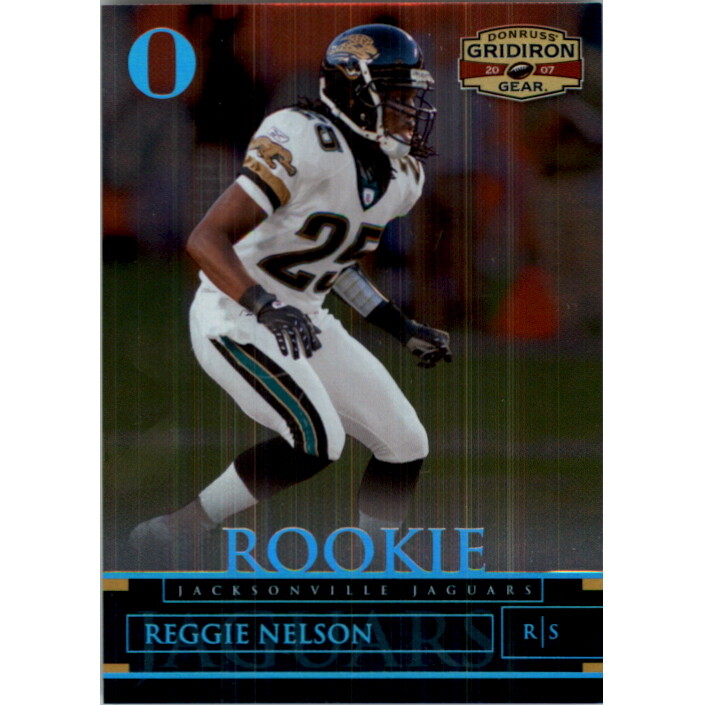 2007 Donruss Gridiron Gear Platinum Holofoil O's #177 Reggie Nelson. rookie card picture