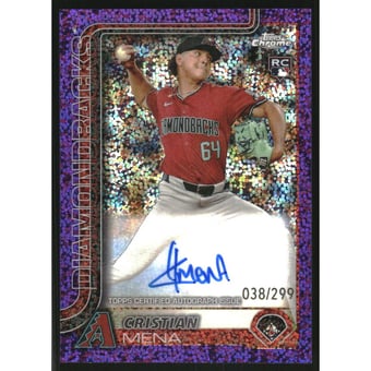 2025 Topps Chrome Rookie Autographs Purple Speckle Refractors #RACME Cristian Mena