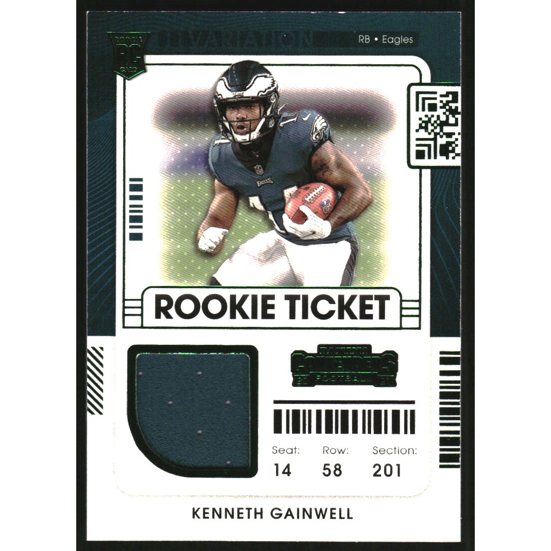 2021 Panini Contenders Rookie Ticket Swatches Variation #39 Kenneth Gainwell