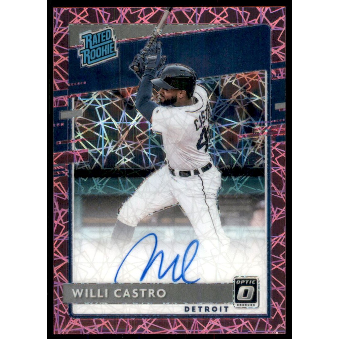 2020 Donruss Optic Rated Rookies Signatures Pink Velocity #23 Willi Castro. rookie card picture