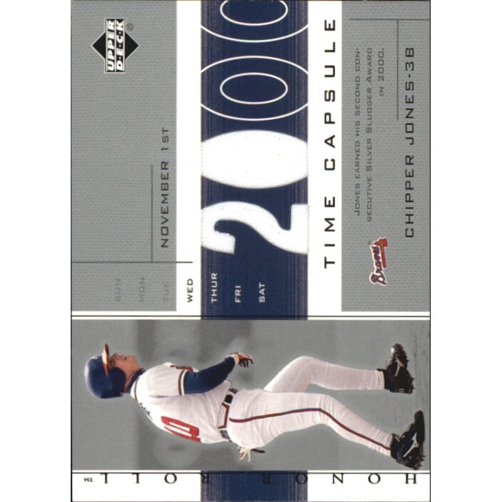 2002 Upper Deck Honor Roll Time Capsule Game Jersey #TCCJ2 Chipper Jones 00. rookie card picture