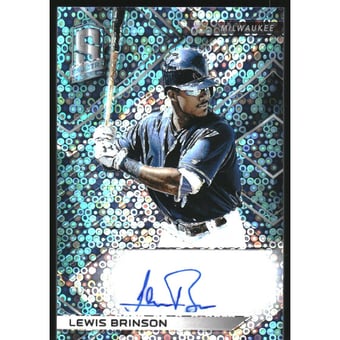 2018 Panini Spectra Signatures Neon Blue #25 Lewis Brinson/60