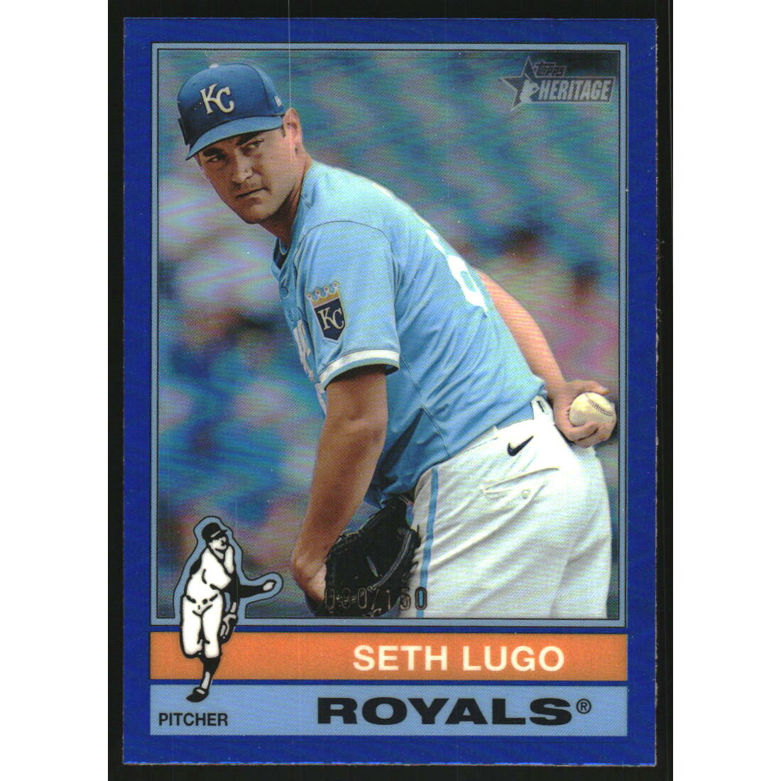 2025 Topps Heritage Chrome Blue Refractors #312 Seth Lugo. rookie card picture
