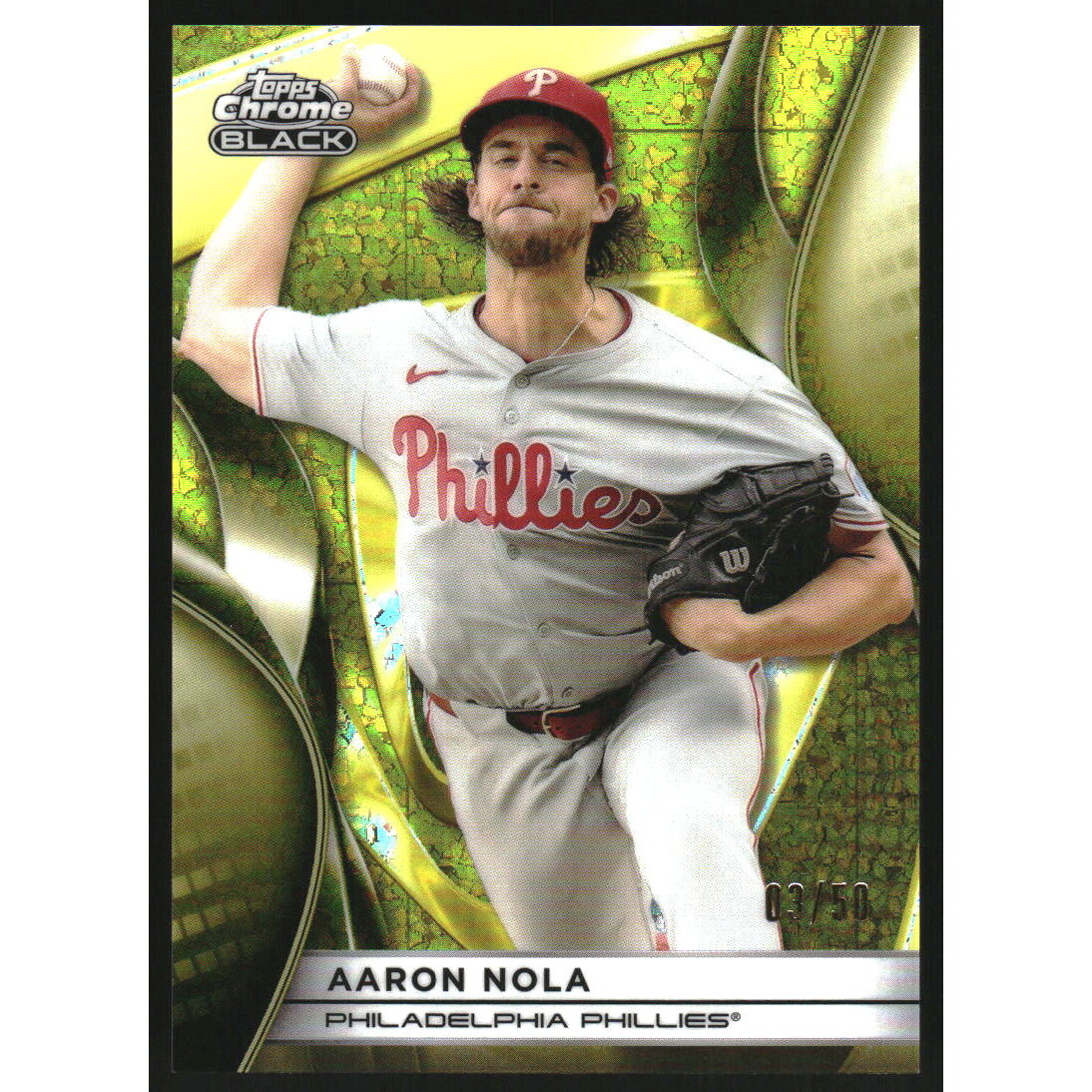 2025 Topps Chrome Black Gold Mini-Diamond Refractors #76 Aaron Nola