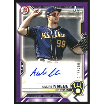 2021 Bowman Prospect Autographs Purple #PAPRAN Andre Nnebe