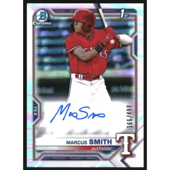 2021 Bowman Chrome Prospect Autographs Refractors #CPAMS Marcus Smith