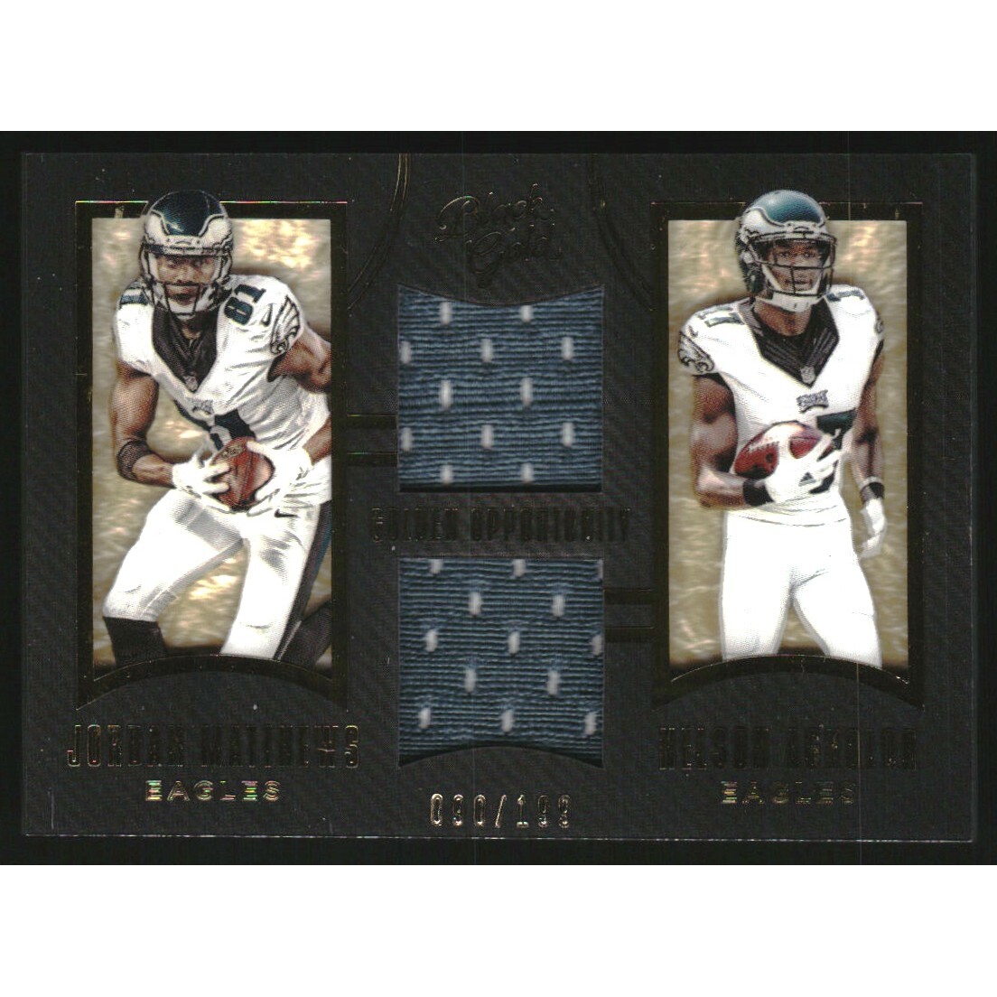 2015 Panini Black Gold Golden Opportunity Materials #GOPHI Jordan Matthews/Nelson Agholor/199