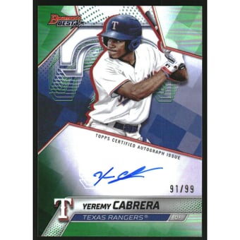 2025 Bowman's Best Best of '25 Autographs Green Refractors #B25YCA Yeremy Cabrera