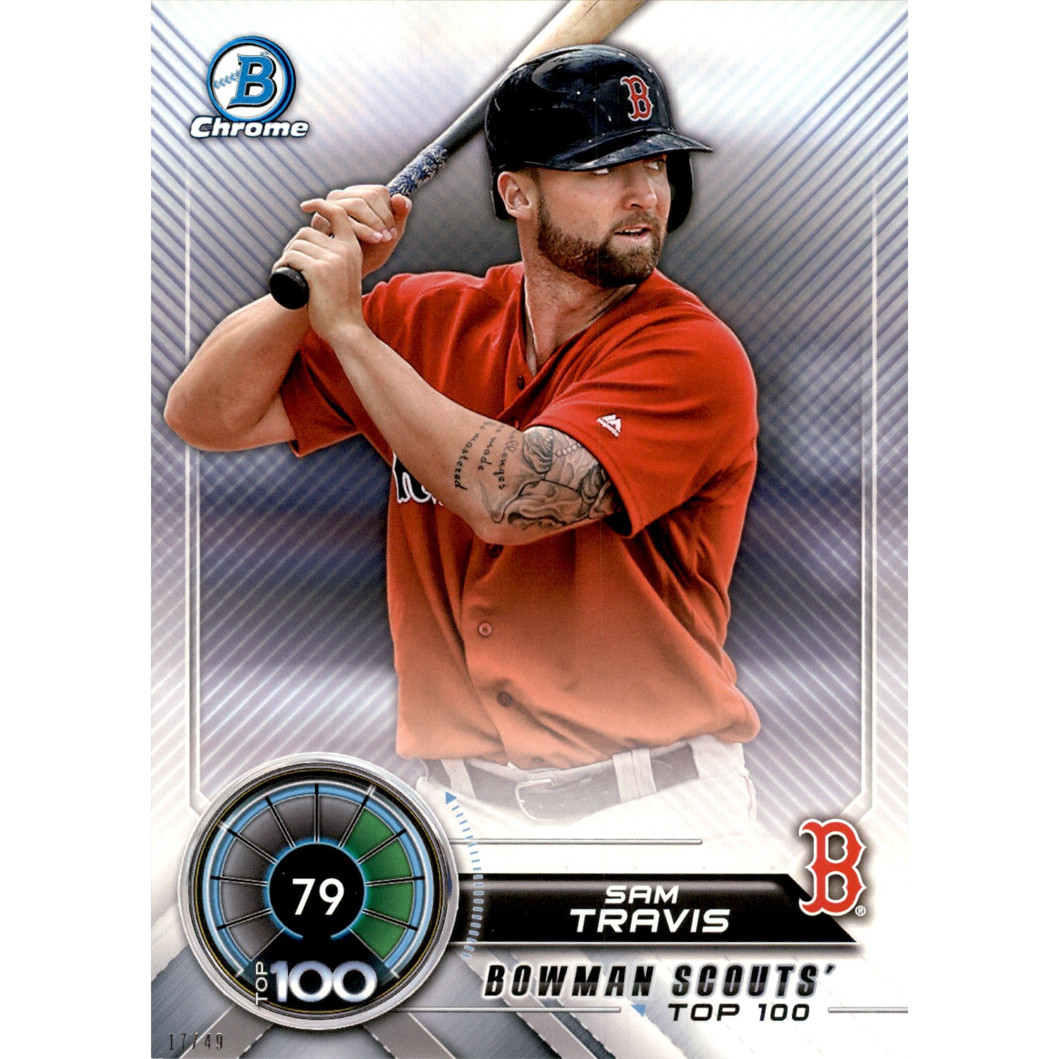 2018 Bowman Chrome 5x7 Scouts Top 100 #BTP79 Sam Travis. rookie card picture