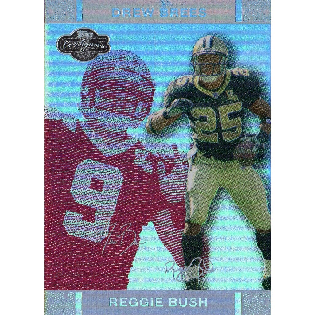 2007 Topps Co-Signers Changing Faces Holosilver Red #26A Reggie Bush/Drew Brees. rookie card picture