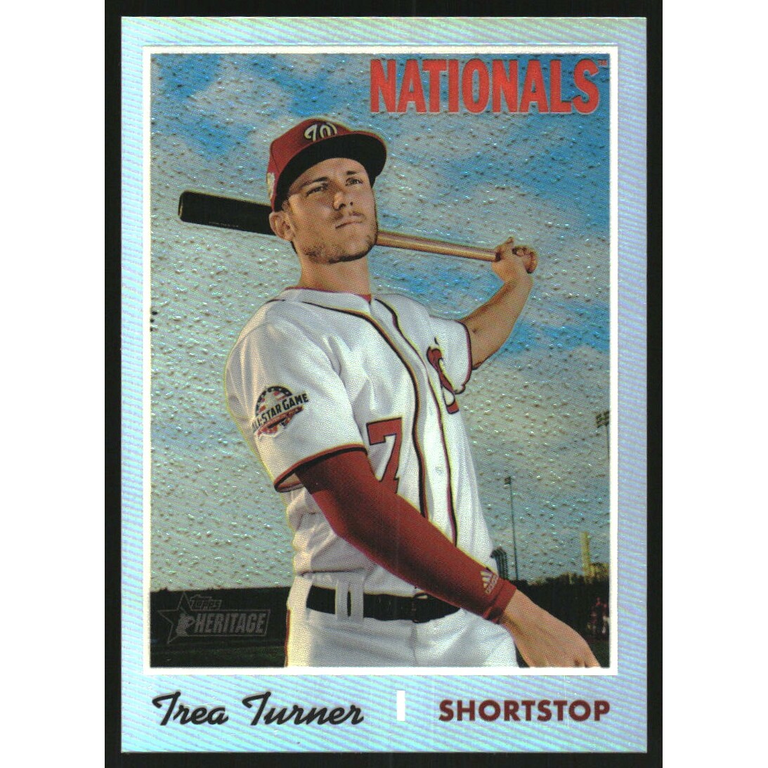 2019 Topps Heritage Chrome Refractors #THC455 Trea Turner. rookie card picture