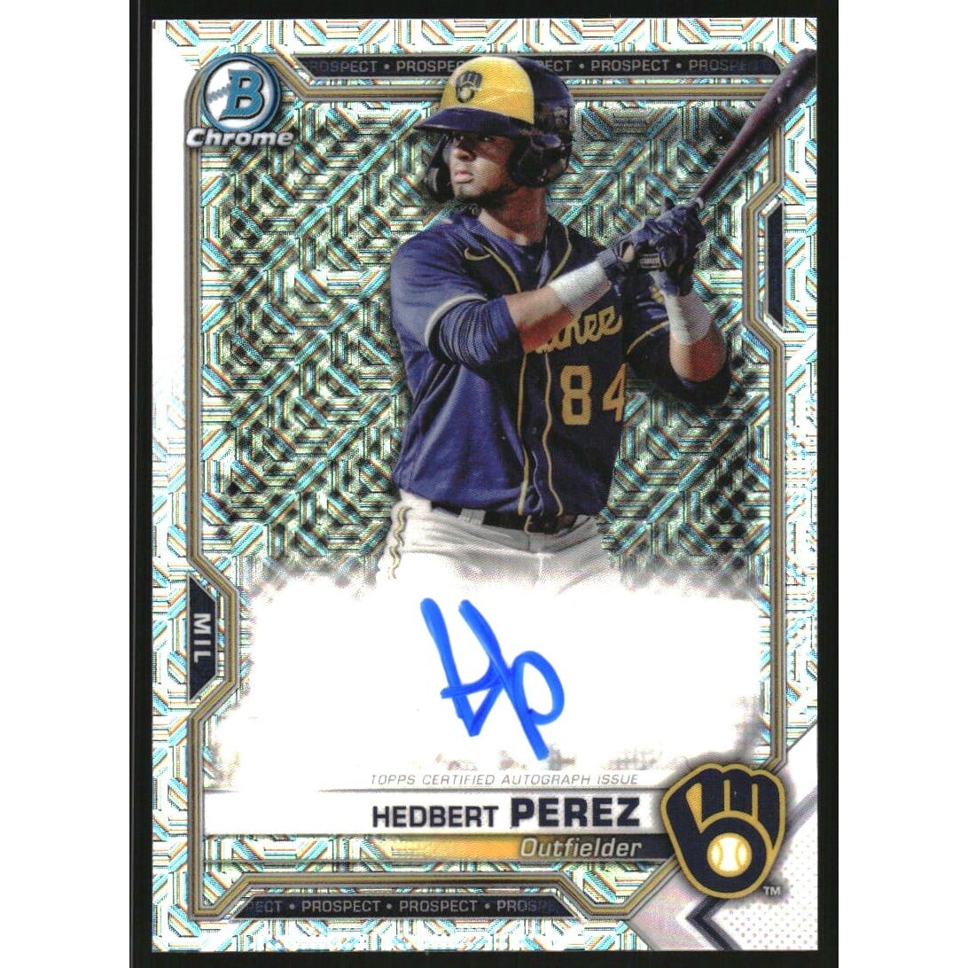 2021 Bowman Chrome Mega Box Prospect Autograph Refractors #BCMAHP Hedbert Perez
