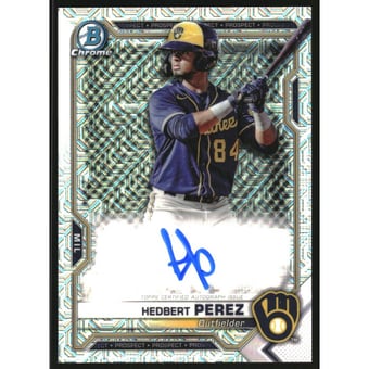 2021 Bowman Chrome Mega Box Prospect Autograph Refractors #BCMAHP Hedbert Perez