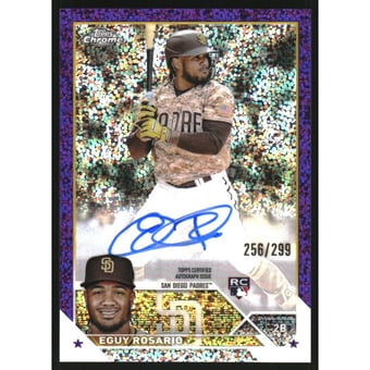 2023 Topps Chrome Rookie Autographs Purple Speckle Refractors #RAER Eguy Rosario