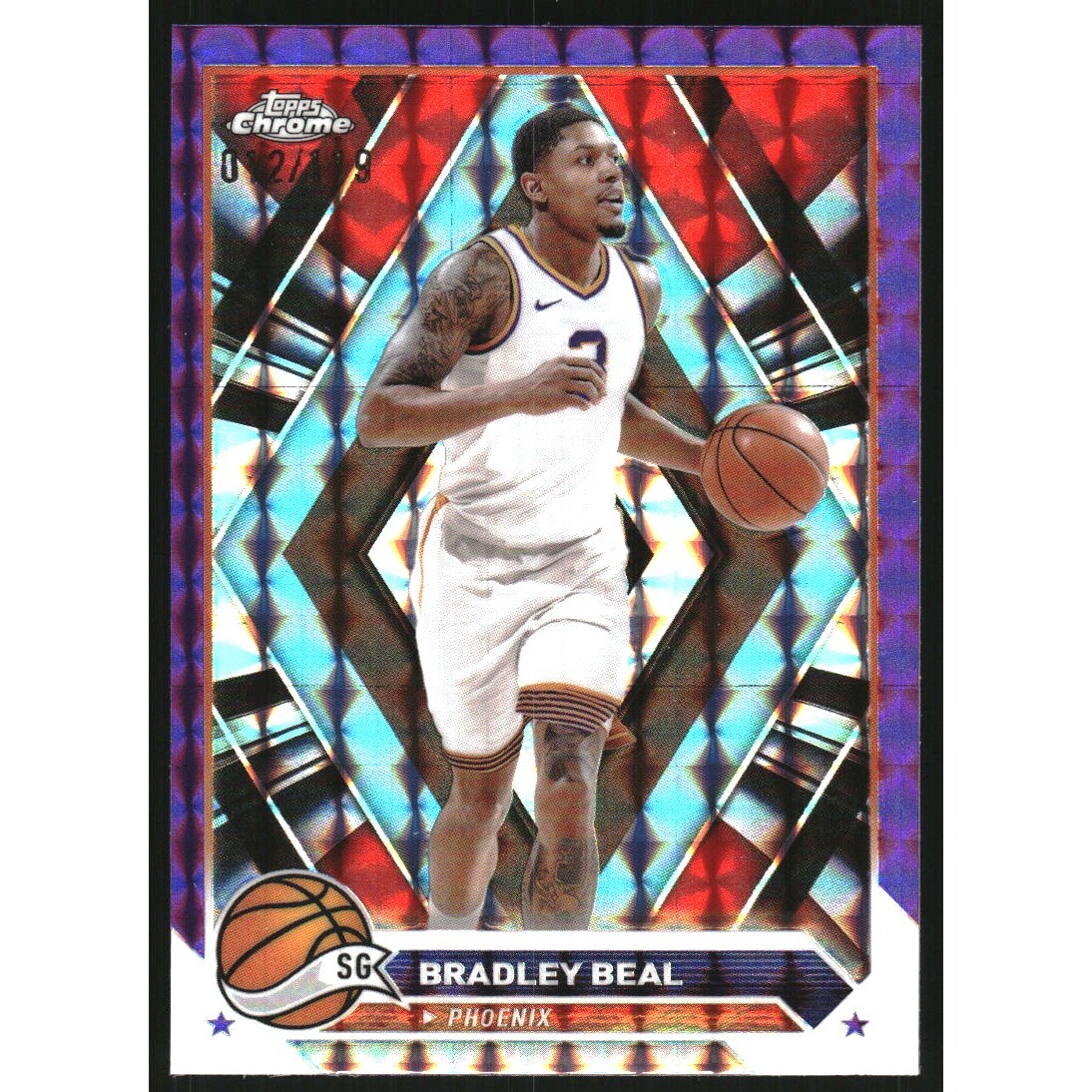 2023-24 Topps Chrome Purple Geometric Refractors #108 Bradley Beal 2023-24 Topps Chrome Purple Geometric Refractors #108 Bradley Beal
