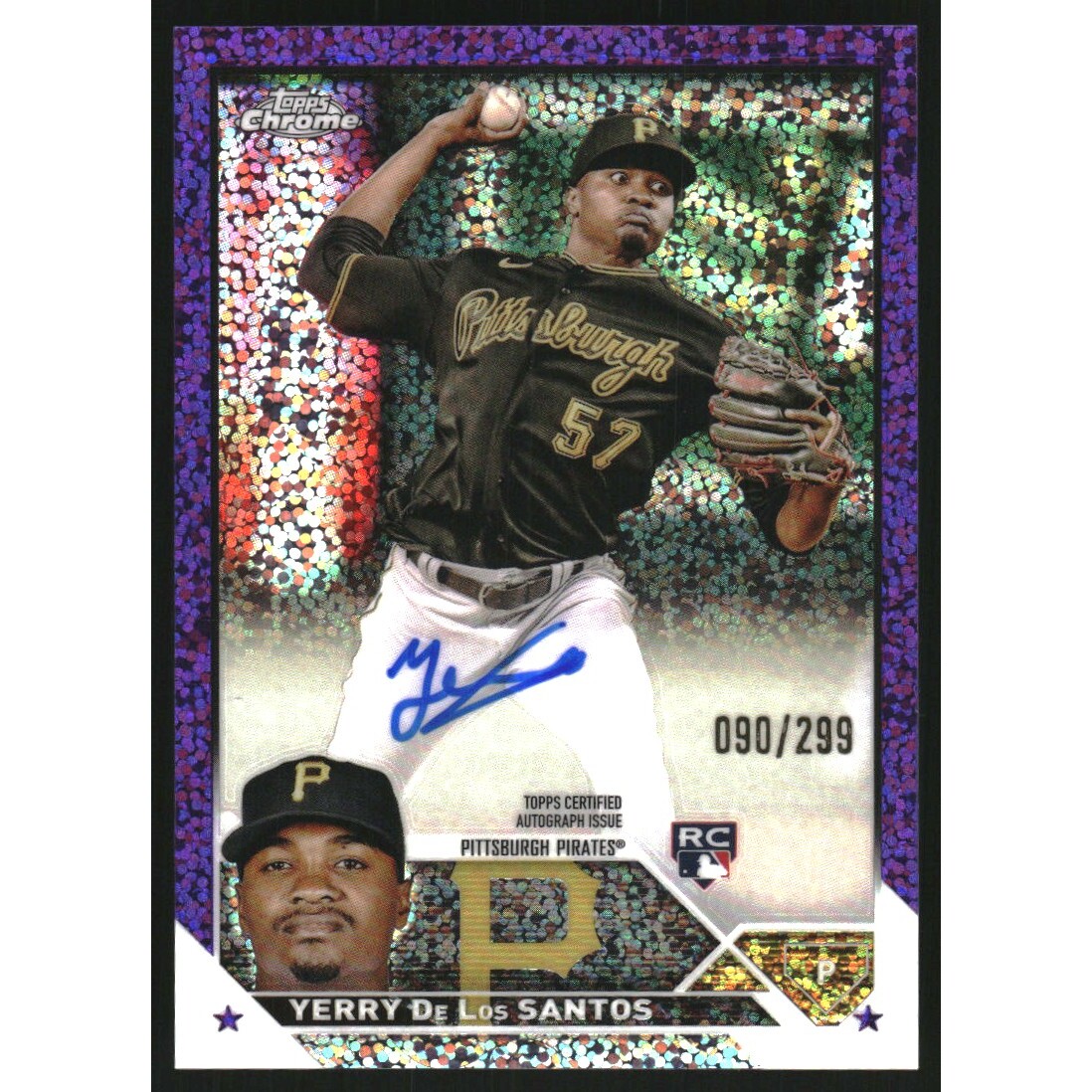 2023 Topps Chrome Update Rookie Autographs Purple Speckle Refractors #RAYDS Yerry De Los Santos