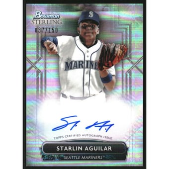 2022 Bowman Sterling Prospect Autographs Refractors #PASA Starlin Aguilar