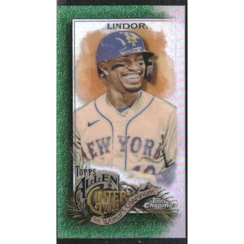 2022 Topps Allen and Ginter Chrome Mini Green Refractors #34 Francisco Lindor. rookie card picture
