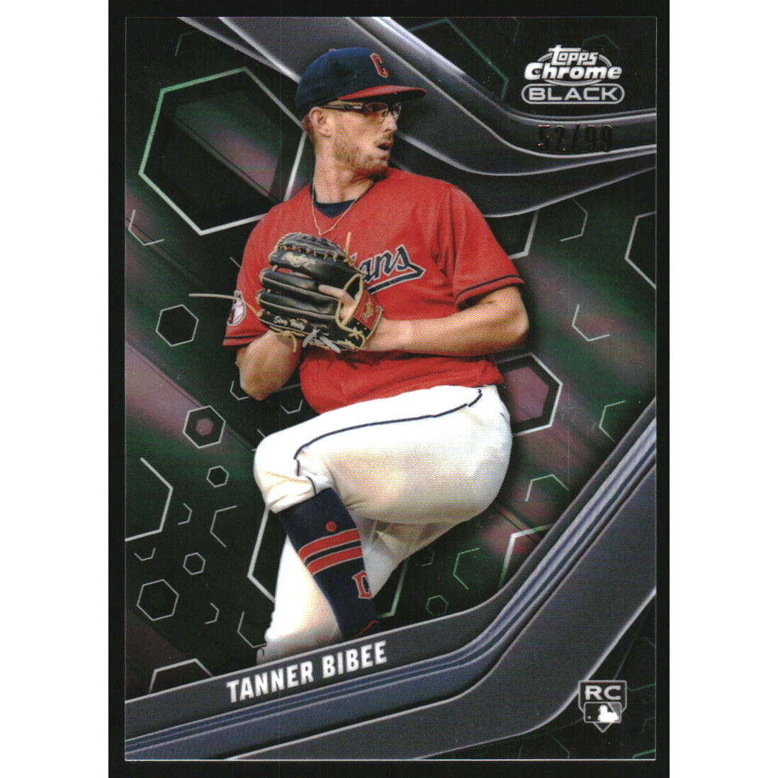 2023 Topps Chrome Black Green Refractors #53 Tanner Bibee. rookie card picture