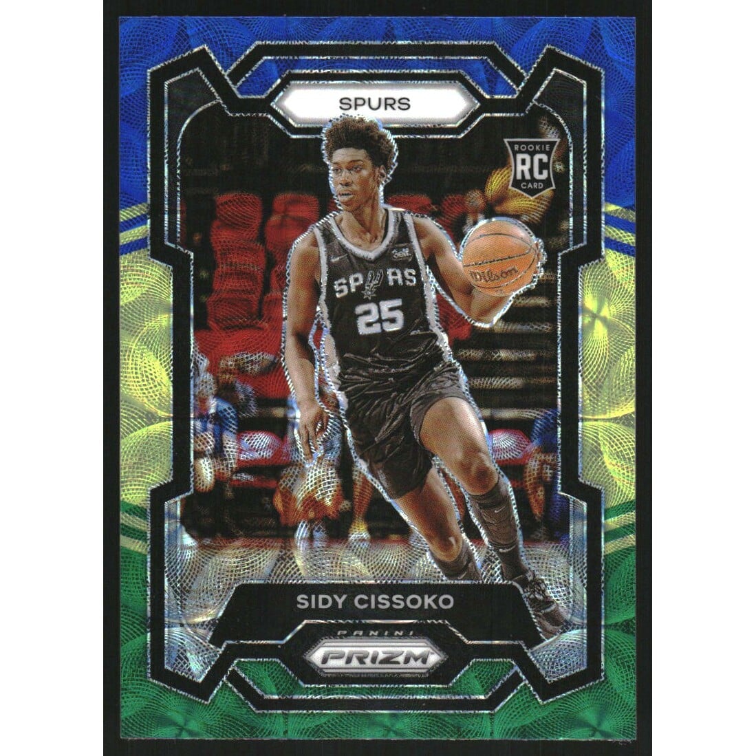 2023-24 Panini Prizm Prizms Choice Blue Yellow and Green #173 Sidy Cissoko. rookie card picture