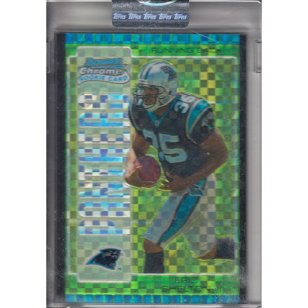 2005 Bowman Chrome Uncirculated Green Xfractors #124 Eric Shelton. rookie card picture