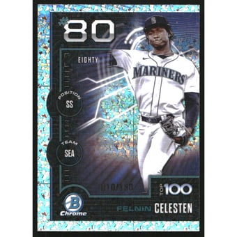 2025 Bowman Chrome Scouts Top 100 Mini-Diamond Refractors #BTP80 Felnin Celesten