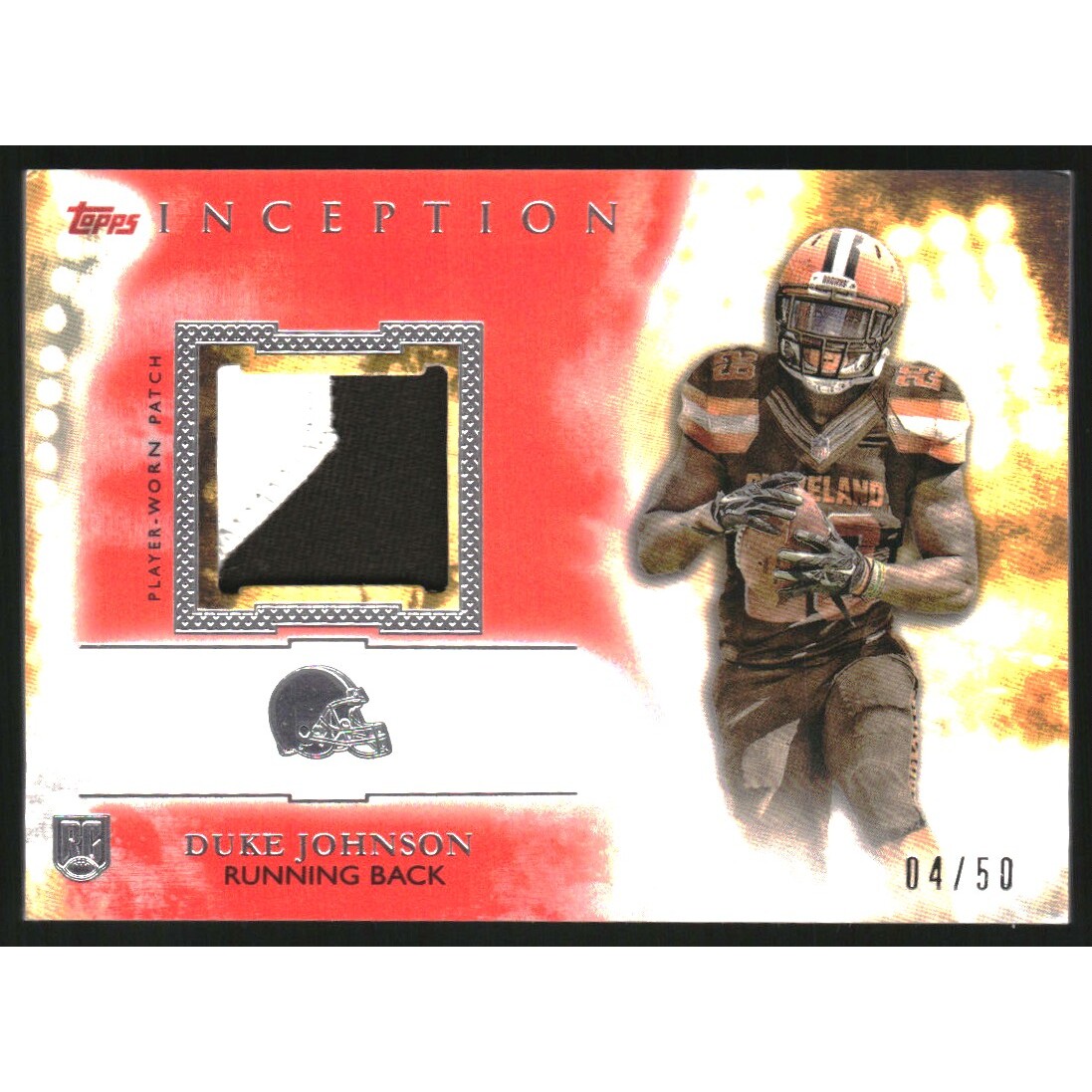 2015 Topps Inception Rookie Relics Patch Red #RPDJ Duke Johnson 2015 Topps Inception Rookie Relics Patch Red #RPDJ Duke Johnson