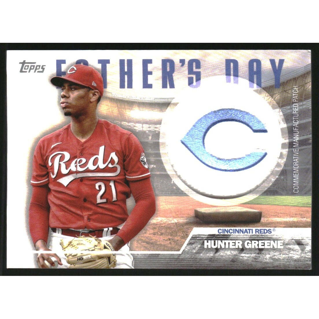 2023 Topps Father's Day Commemorative Team Patches #FDHG Hunter Greene. rookie card picture
