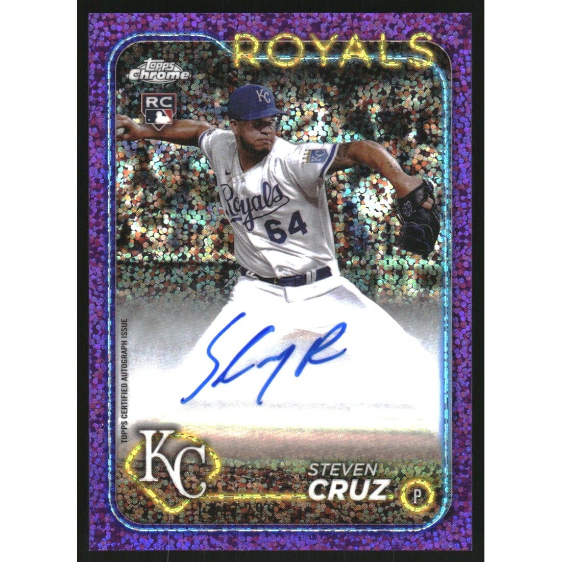 2024 Topps Chrome Rookie Autographs Purple Speckle Refractors #RASC Steven Cruz. rookie card picture