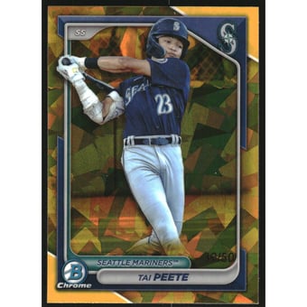 2024 Bowman Chrome Sapphire Prospects Gold Refractors #BCP9 Tai Peete