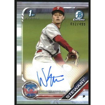 2019 Bowman Chrome Prospect Autographs Refractors #CPAWS Will Stewart