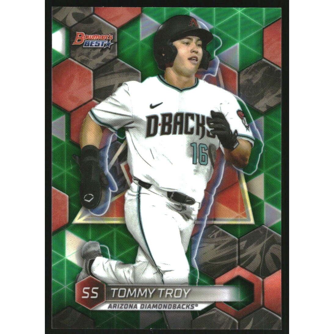 2023 Bowman's Best Top Prospects Green Refractors #TP3 Tommy Troy. rookie card picture
